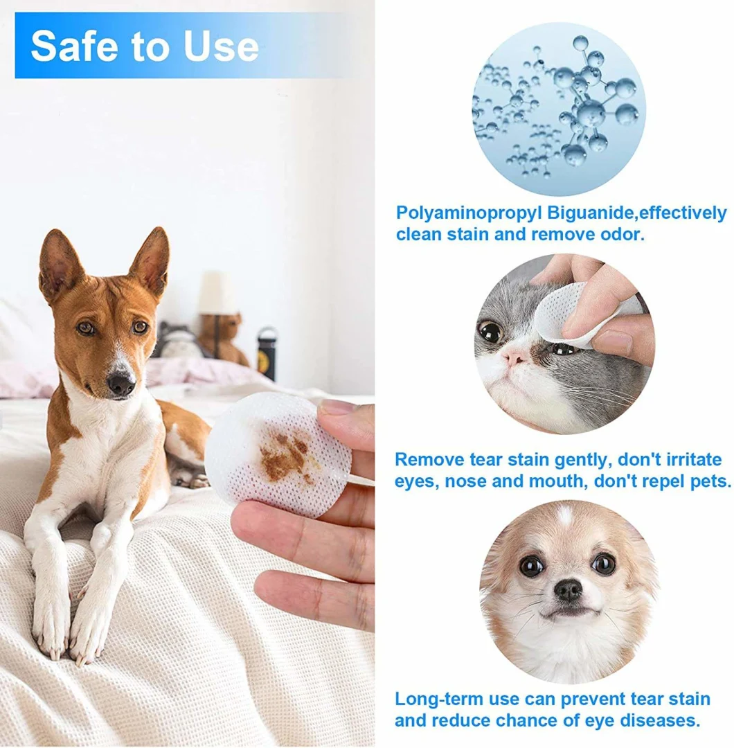 Pet Eye Wipes Pet Tear Stain Wipes Eye Tear Stain Remover Wipes Natural Tear Eye Stain Remover Pads for Pets Cleansing